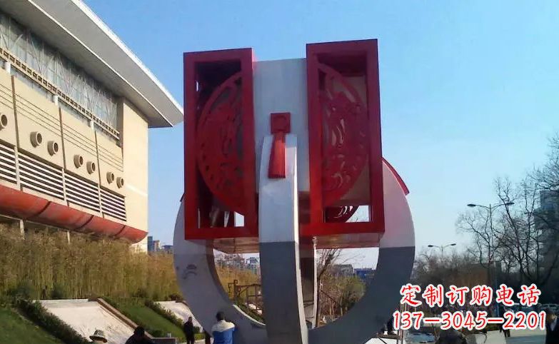 鹤壁广场不锈钢圆环雕塑 (2)