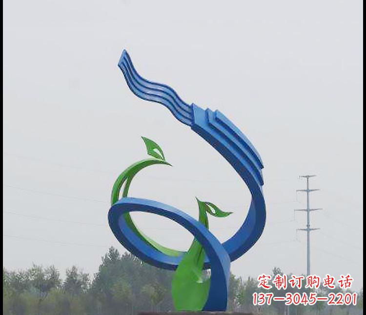 鹤壁完美锻造,彩色不锈钢抽象凤凰雕塑