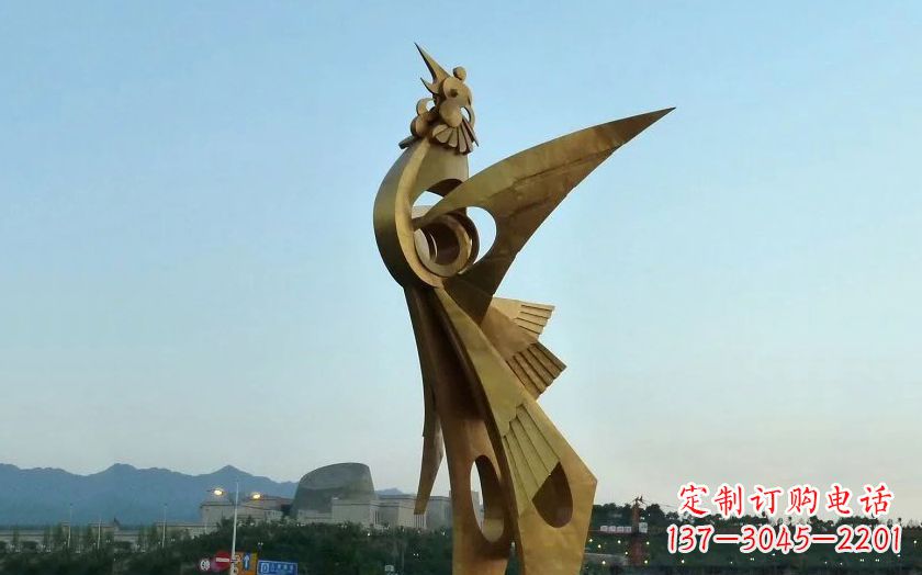 鹤壁中领雕塑出品古典典雅不锈钢凤凰雕塑