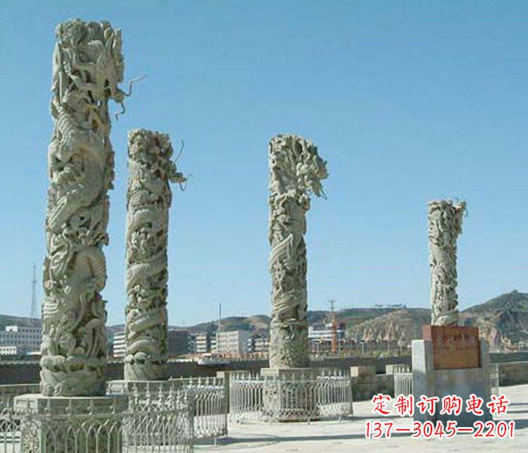鹤壁广场大理石盘龙柱景观石雕 (4)