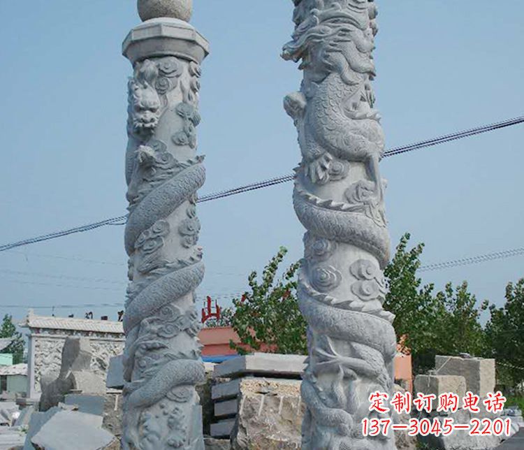 鹤壁广场大理石盘龙柱景观石雕_1
