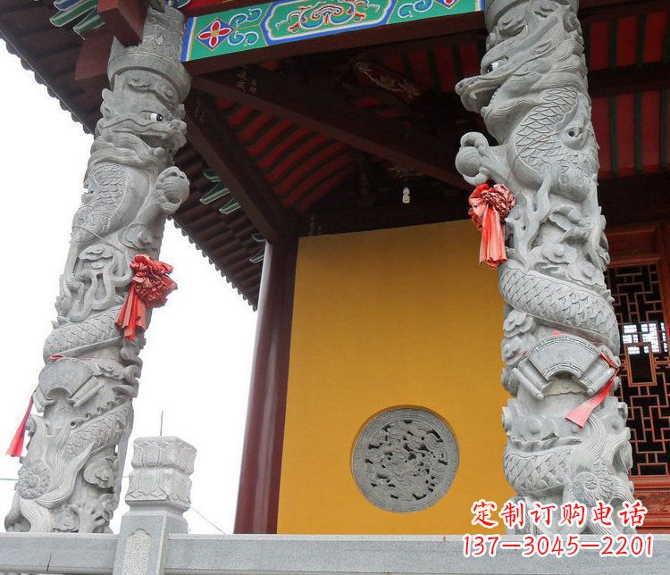 鹤壁广场大理石盘龙柱景观石雕_2