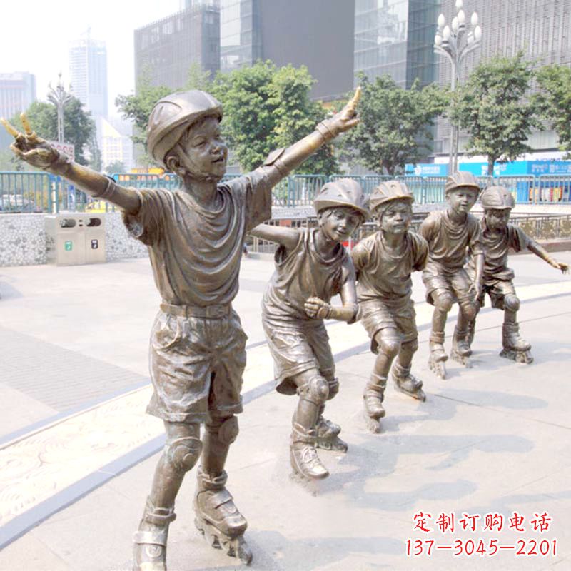 鹤壁精致巧雕的滑旱冰小孩雕塑
