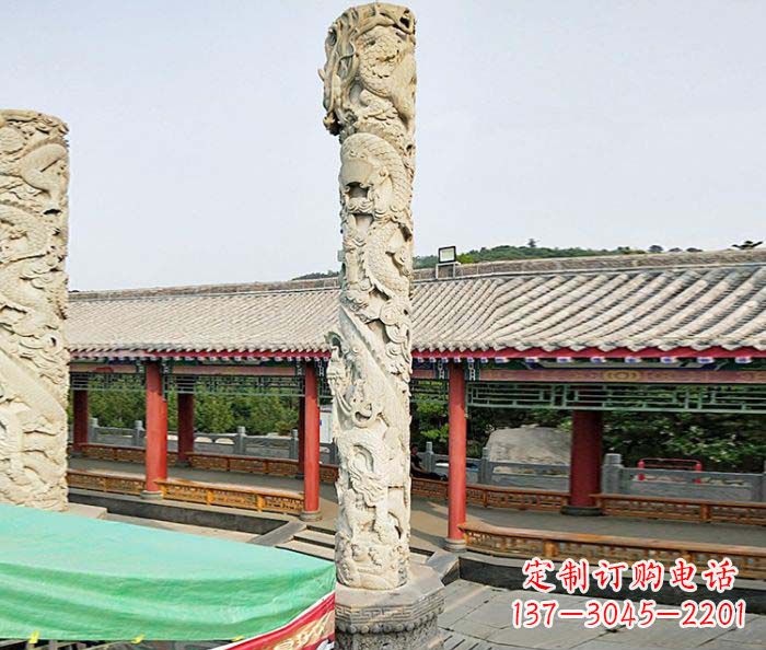 鹤壁雕刻精致的大理石龙柱石雕
