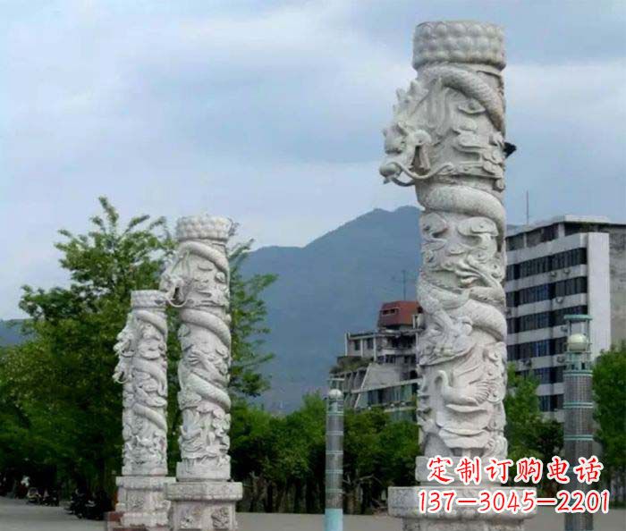 鹤壁精美工艺大理石龙柱雕塑