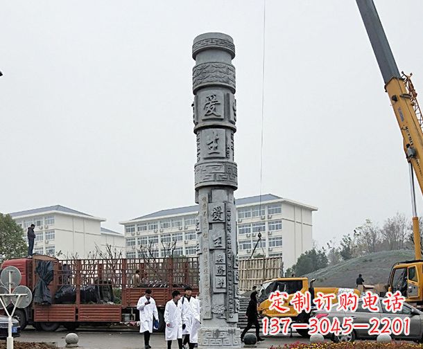 鹤壁广场景观大理石龙柱石雕 (7)