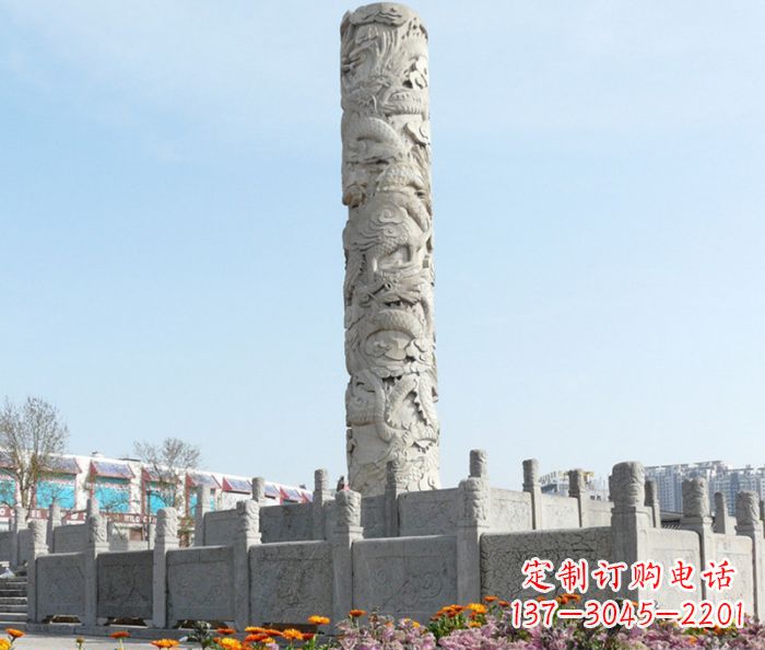 鹤壁广场景观大理石龙柱石雕_1 (2)