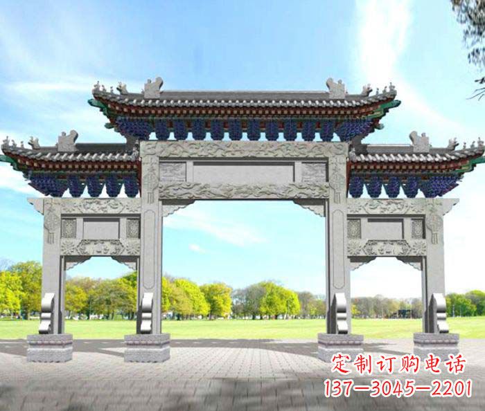 鹤壁广场景观大理石牌楼石雕