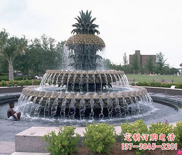 鹤壁广场景观大型菠萝喷泉石雕
