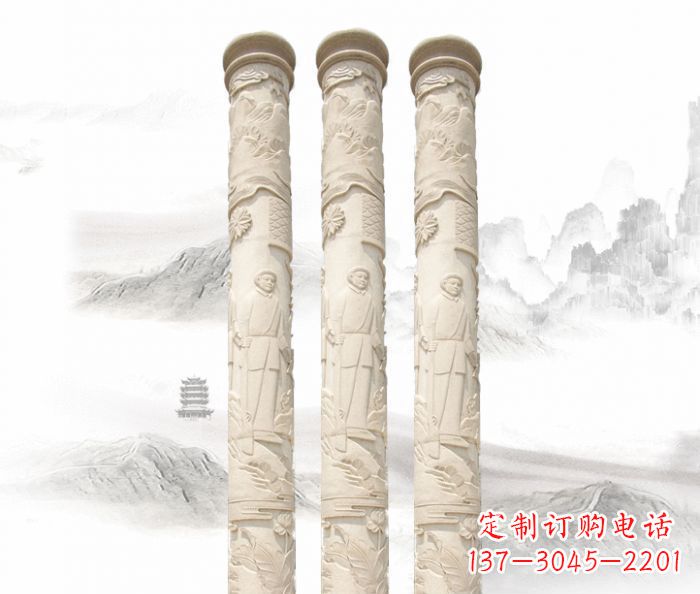 鹤壁精致大气的汉白玉龙柱雕塑