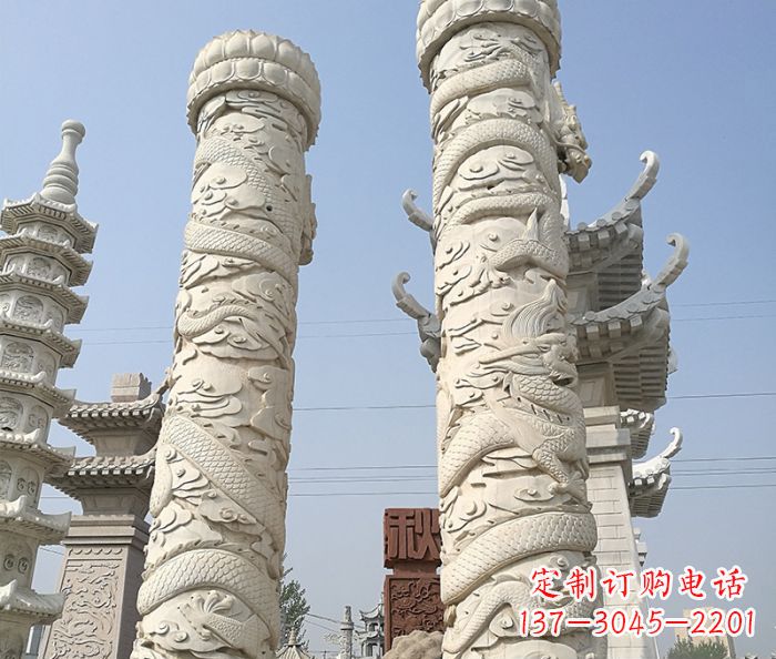 鹤壁传承雄风,精美绝伦的盘龙柱石雕