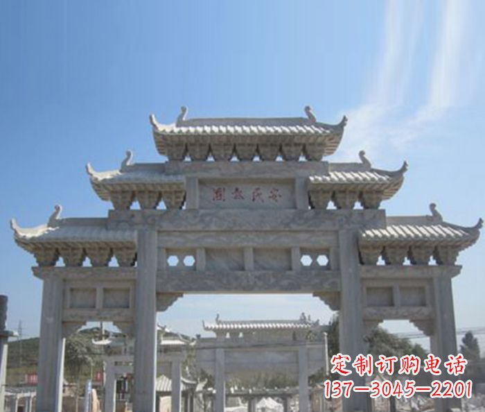 鹤壁三门石雕牌坊精美雕塑