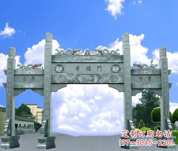 鹤壁华丽精美的三门牌坊雕塑