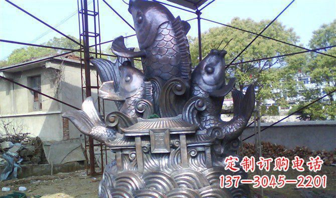 鹤壁广场鲤鱼跃龙门景观铜雕