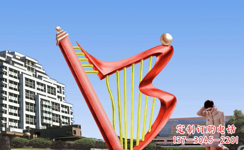 鹤壁广场竖琴不锈钢雕塑