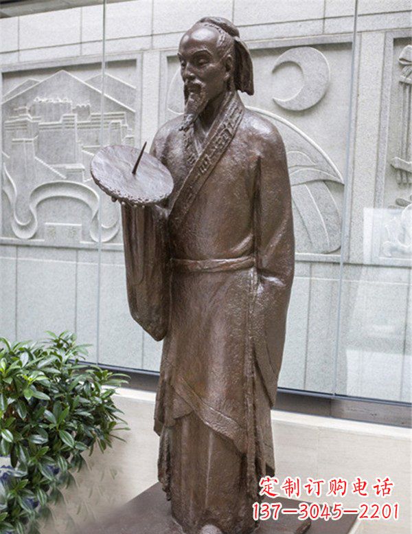 鹤壁广场铜雕时间日晷人物雕塑