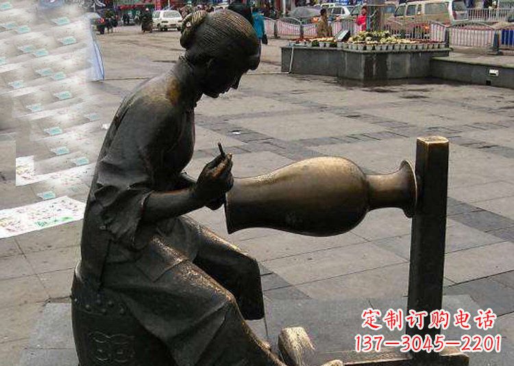 鹤壁领雕塑铜质花盆雕塑