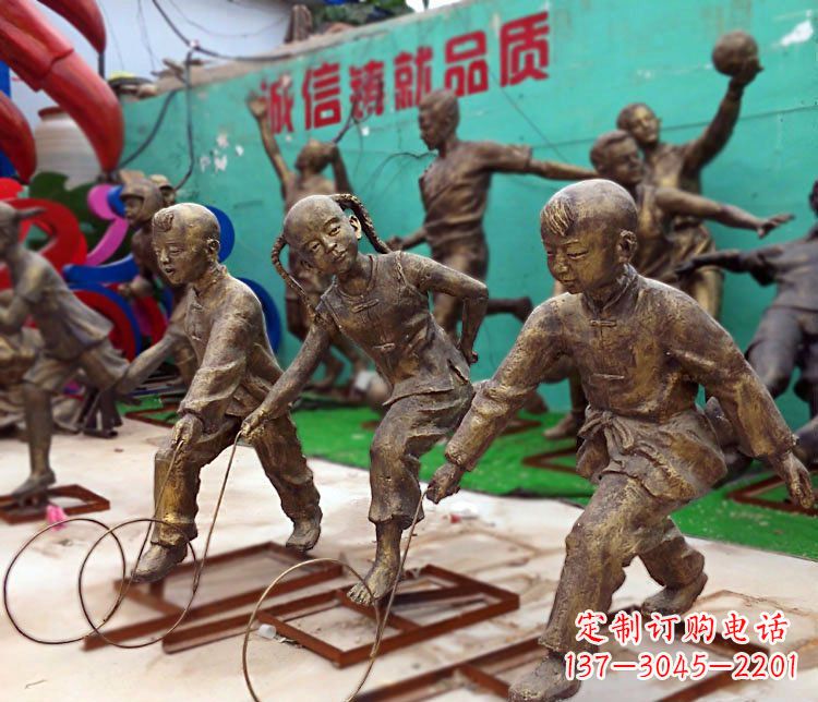 鹤壁滚铁环为您的小宝定制精美儿童铜雕