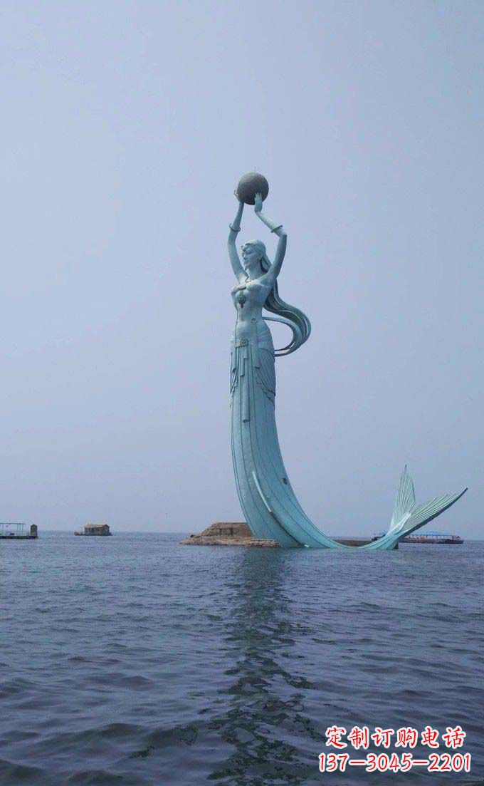 鹤壁海边不锈钢大型美人鱼景观雕塑