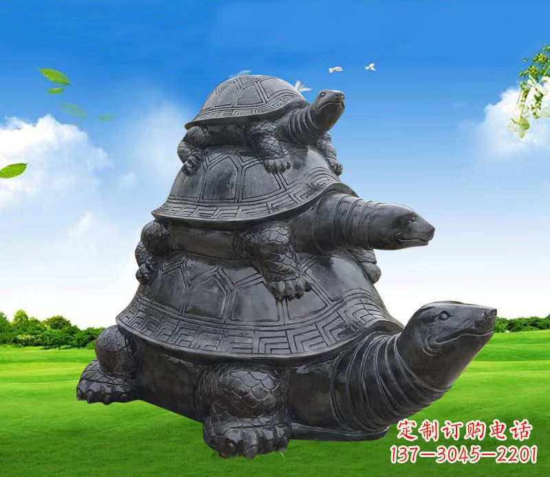 鹤壁重现经典,海龟母子石雕动物摆件