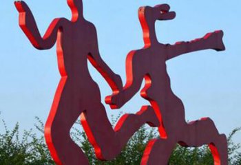 鹤壁中领雕塑-多彩情侣跑步雕塑