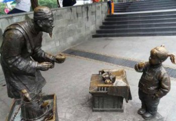 鹤壁小女孩铜雕，古朴优雅