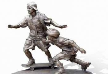 鹤壁令人惊叹的广场滑板男孩铜雕塑