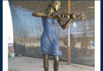 鹤壁精美细腻的西方美女拉小提琴人物雕塑