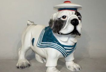 鹤壁海军玻璃钢仿陶瓷斗牛犬狗雕塑