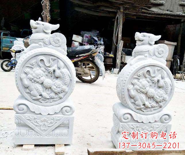 鹤壁汉白玉招财门墩雕塑
