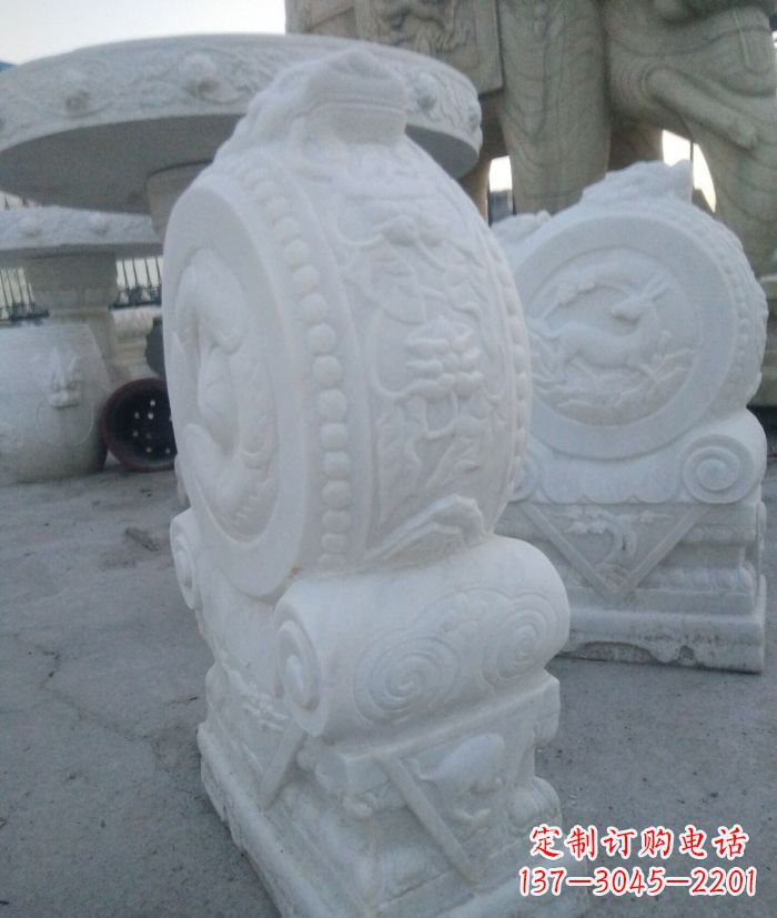 鹤壁汉白玉抱鼓石门墩雕塑