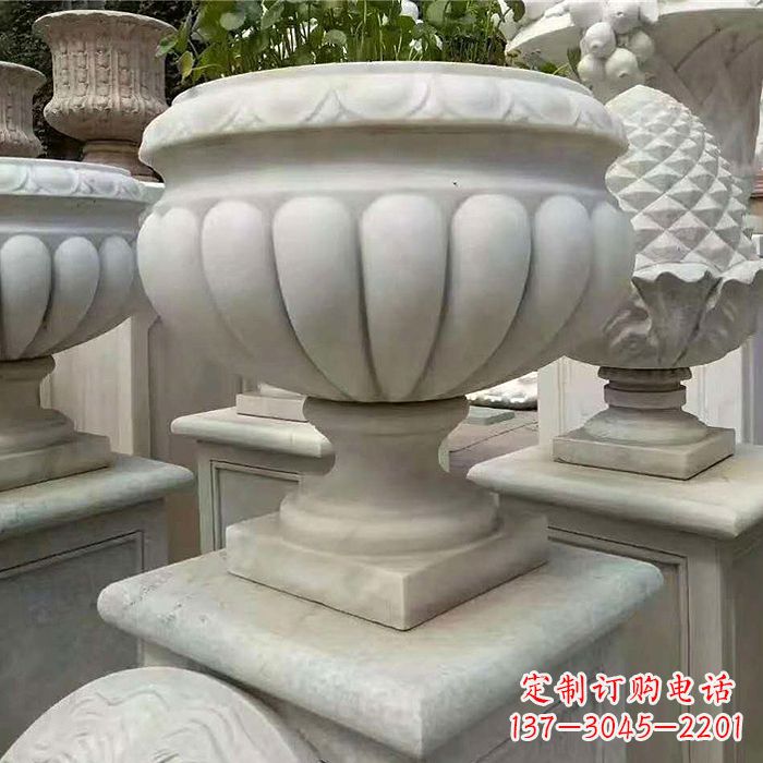 鹤壁汉白玉城市园林花盆石雕