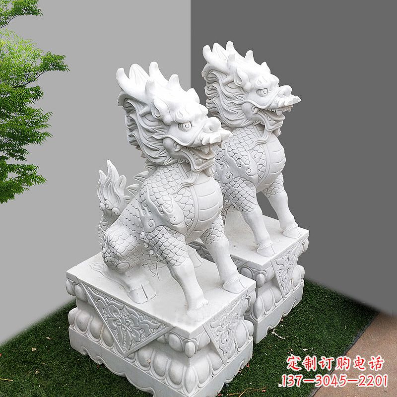 鹤壁品质出众的汉白玉麒麟大门石雕塑