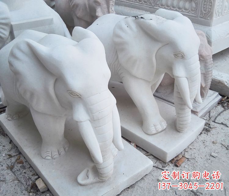 鹤壁艺术精品-汉白玉动物大象雕塑