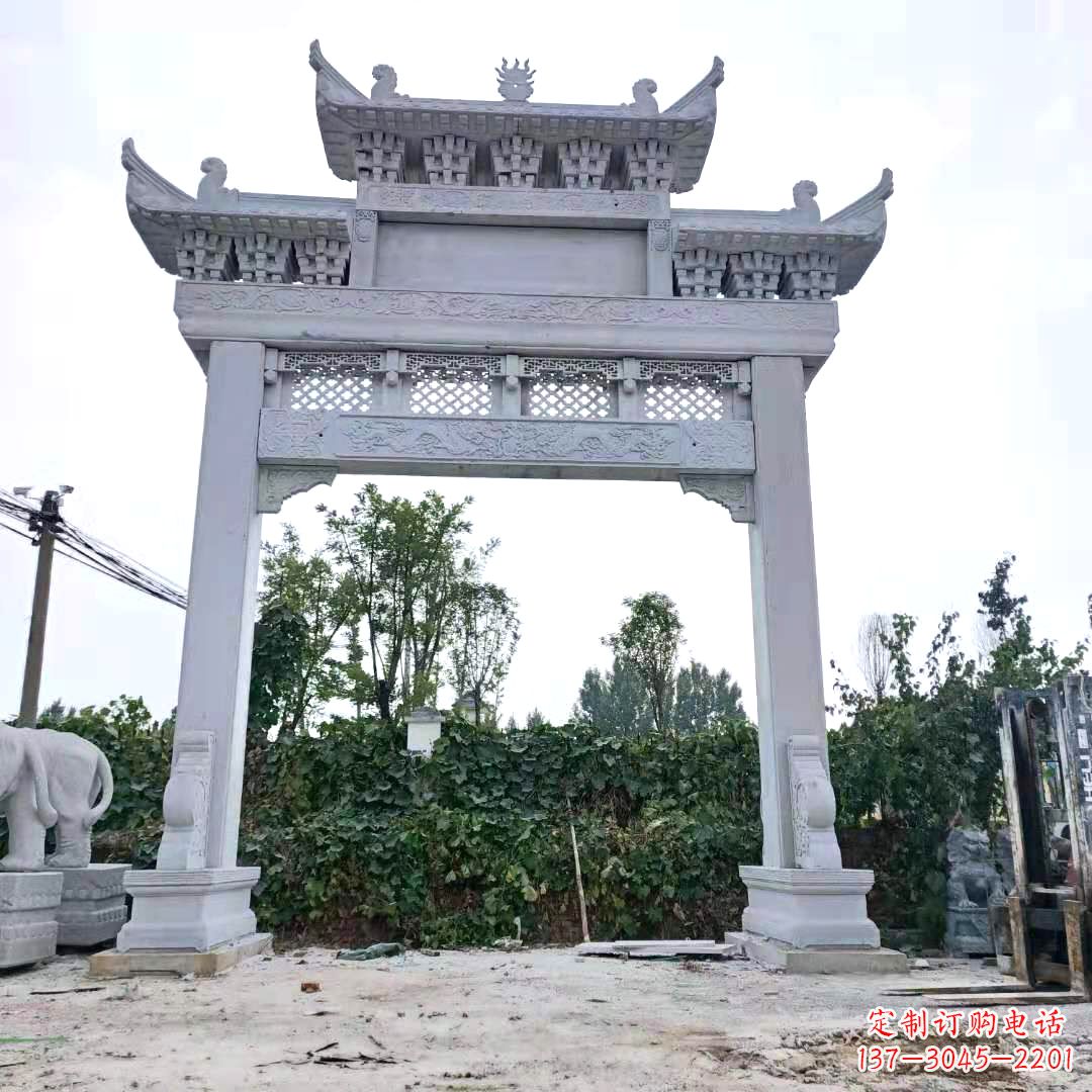 鹤壁汉白玉精致的牌坊雕塑