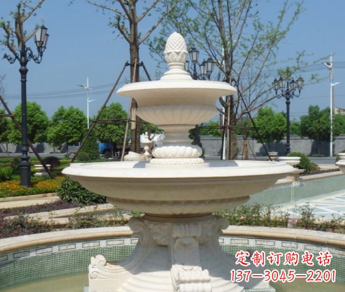 鹤壁全新款白玉多层喷泉雕塑