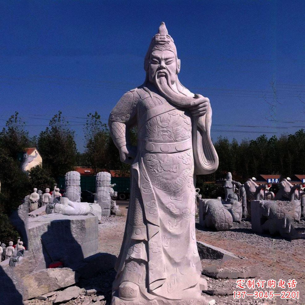 鹤壁中领雕塑-精致关羽石雕塑