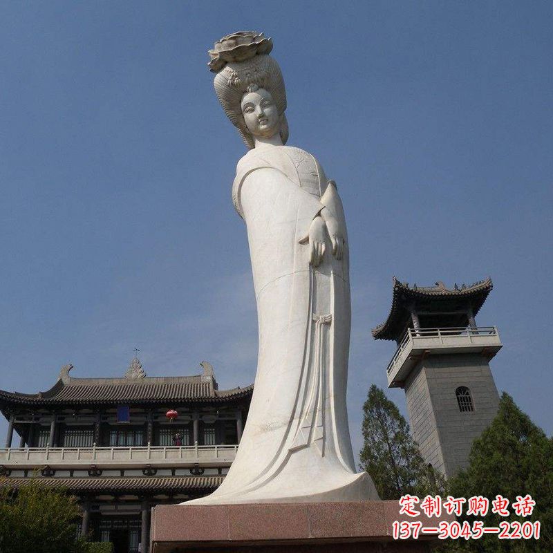 鹤壁汉白玉贵妃石雕像-精美绝伦的杨玉环雕像