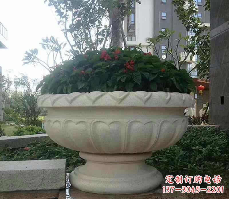 鹤壁汉白玉花盆雕塑