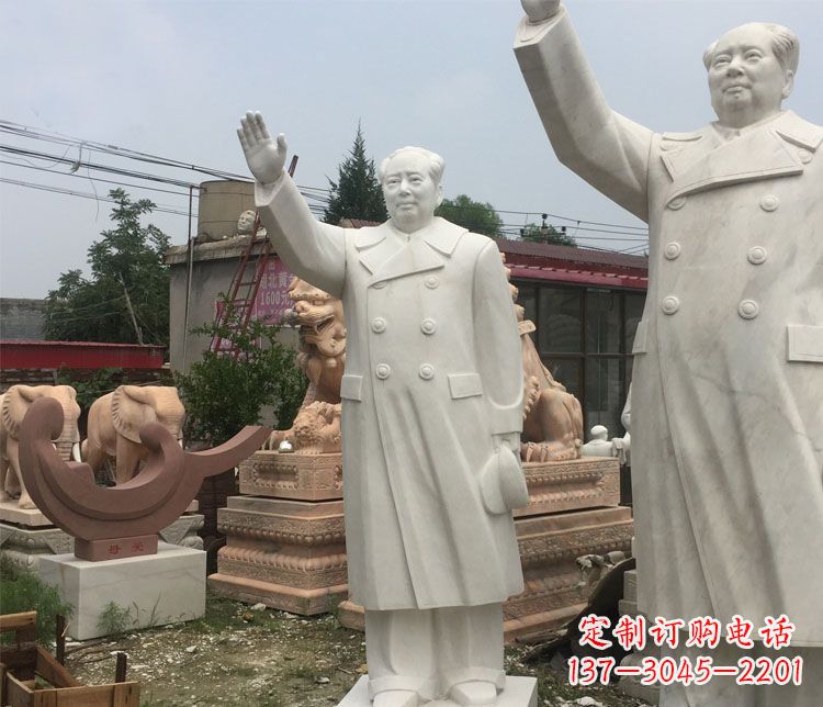 鹤壁汉白玉挥手的毛主席广场伟人石雕 (2)