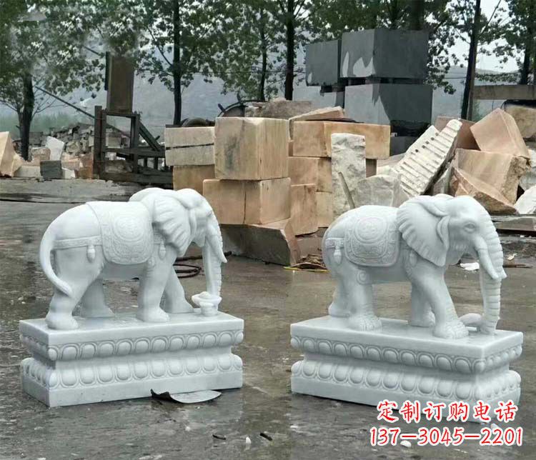 鹤壁守护吉祥家门的玉质大象雕塑