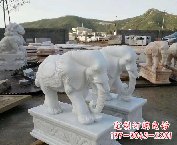 鹤壁高雅大气的汉白玉吉祥大象门口雕塑