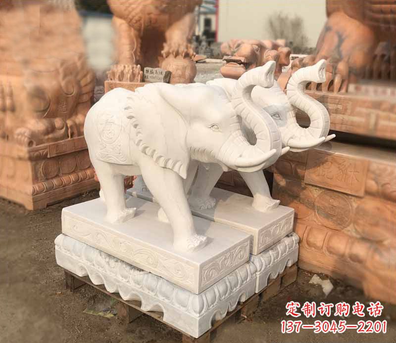鹤壁雕刻睿智的大象-定制门口镇宅招财石雕