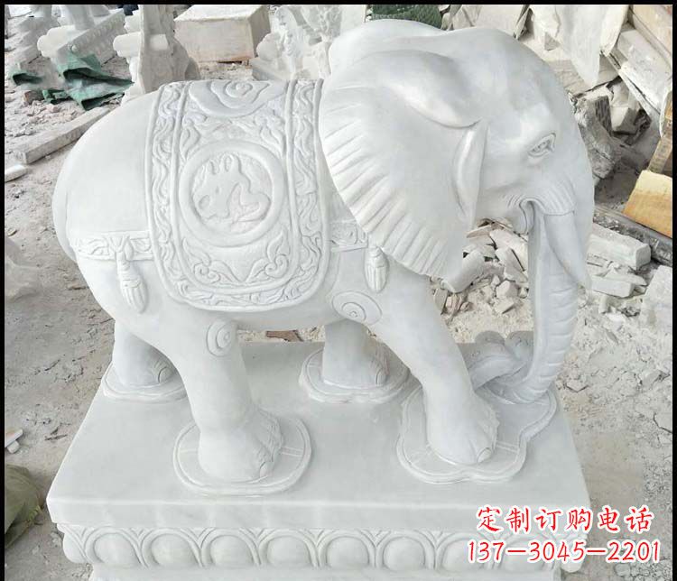 鹤壁汉白玉吉祥如意门口招财镇宅大象石雕