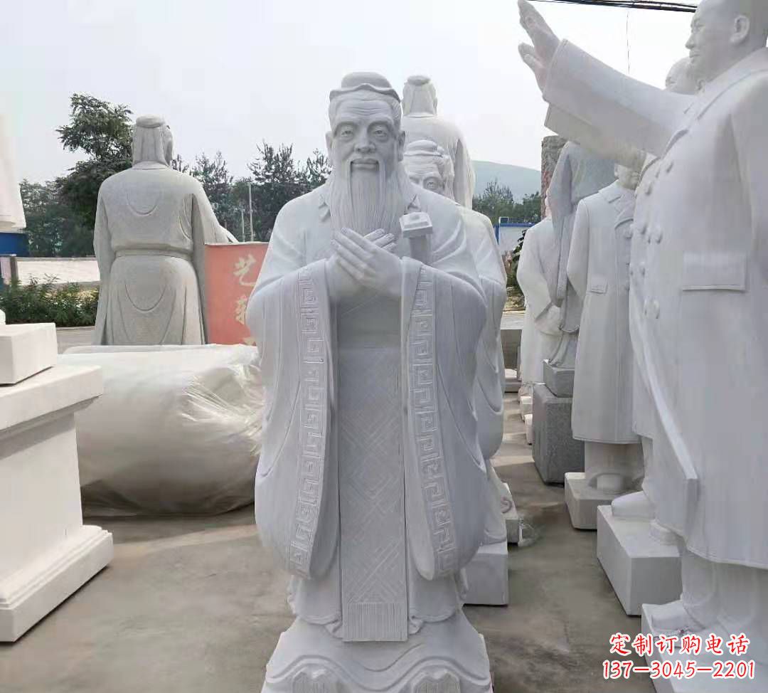 鹤壁精美绝伦的汉白玉孔子雕塑