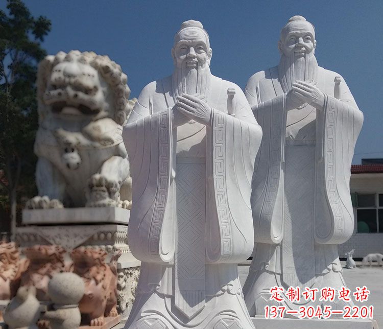 鹤壁以瑰丽石雕塑令孔子长存——汉白玉孔子校园古代名人石雕