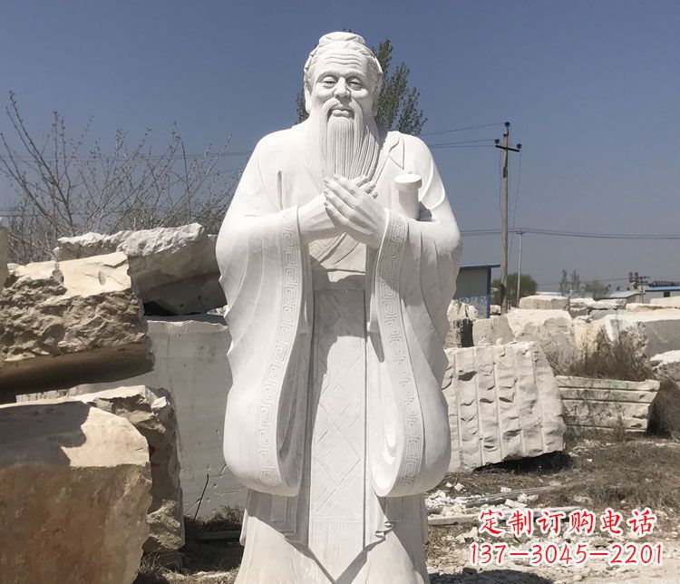 鹤壁汉白玉孔子行教像学校古代名人石雕