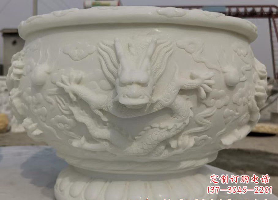 鹤壁中领雕塑汉白玉龙鱼缸雕塑,是由专业雕塑定…