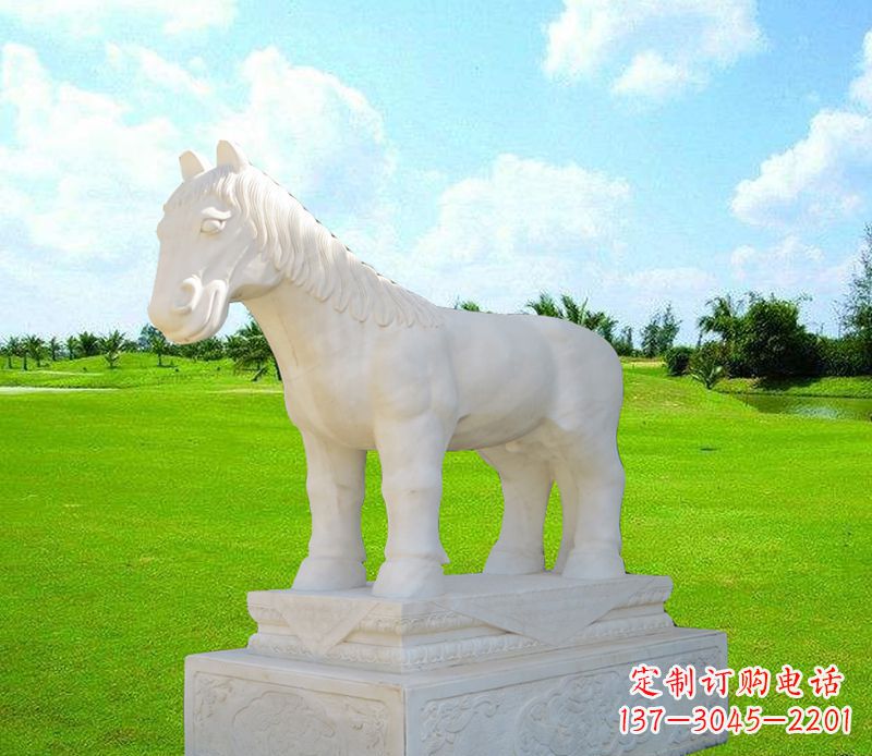 鹤壁汉白玉马石精美动物雕塑
