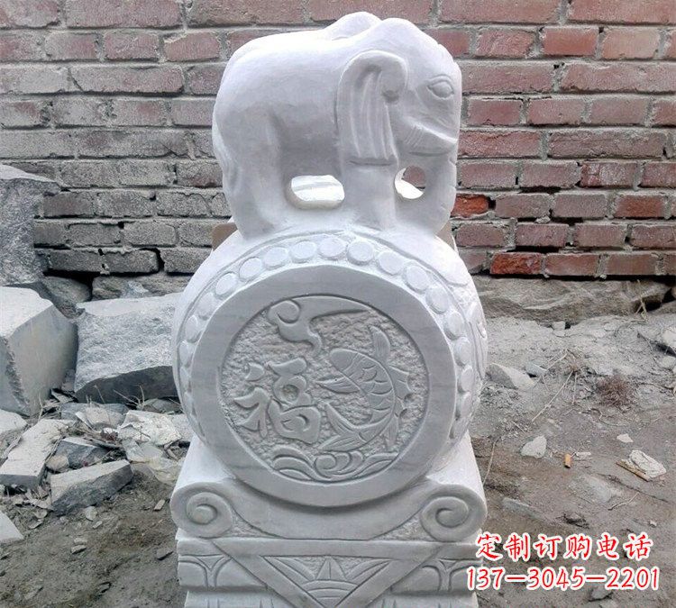 鹤壁汉白玉门口大象抱鼓石
